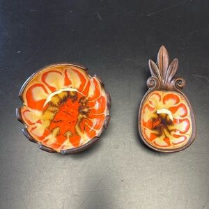 Treasure Craft 1962 Compton Calif. VINTAGE Pineapple Trinket Dish and Ashtray